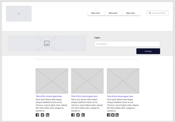 Website mockup to collect customer feedback